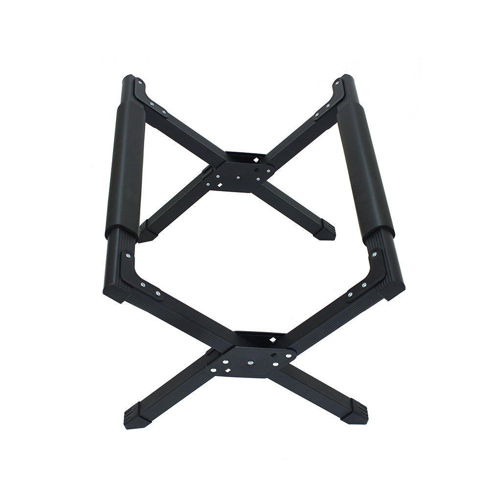 Foldable Ice Bucket Rack for Outdoor Use - Aluminum Alloy Storage Shelf Black
