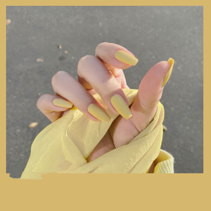 Yellow Nail Art Fake Nail Patch - Detachable Scrub for Manicure