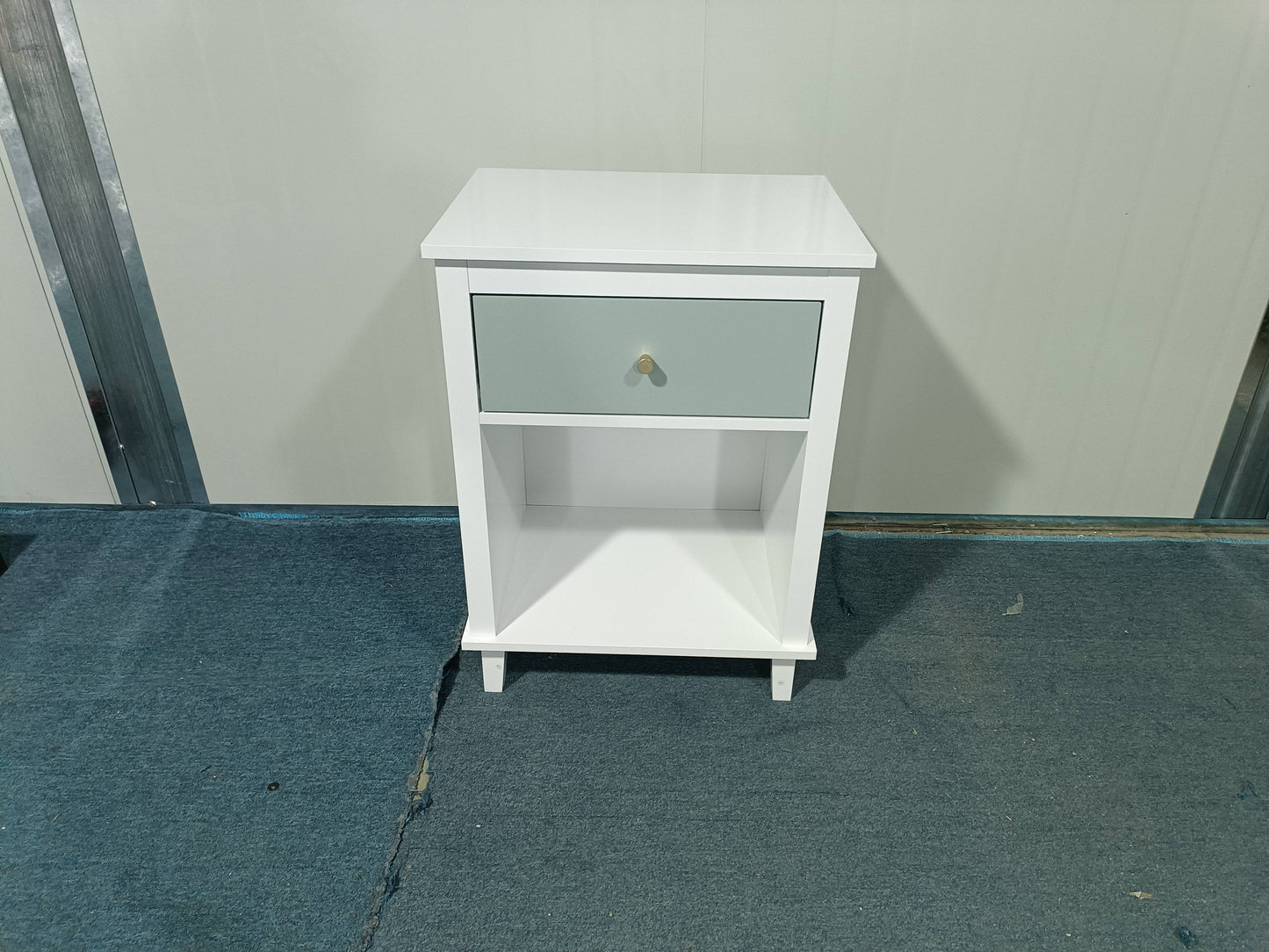 Wooden Nightstand with Drawer and Shelf - White & Green