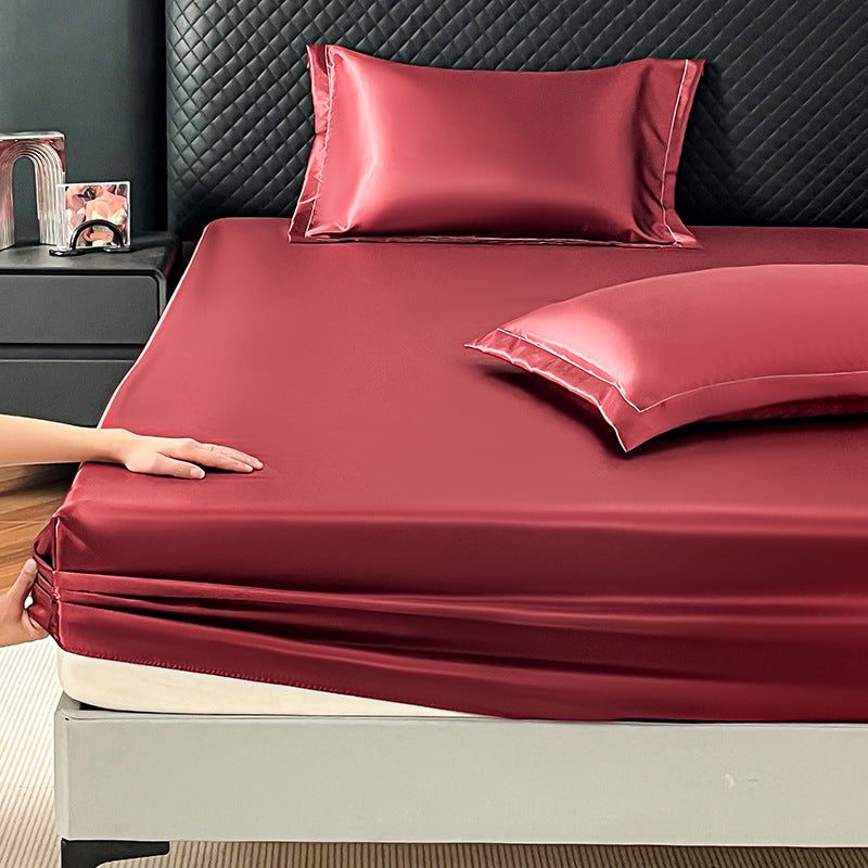 Satin Look Ice Silk Fitted Bed Sheet - Single Size Breathable Mattress Cover