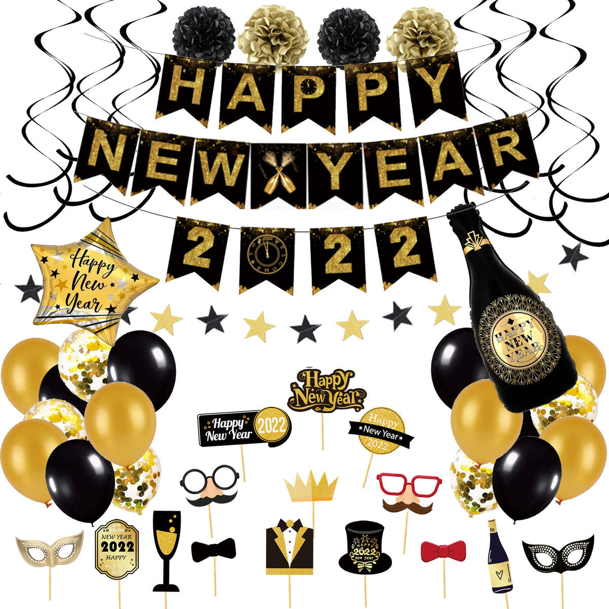 New Year's Letter Pull Flag Party Decoration Photo Props - Festive Home & Garden Decor