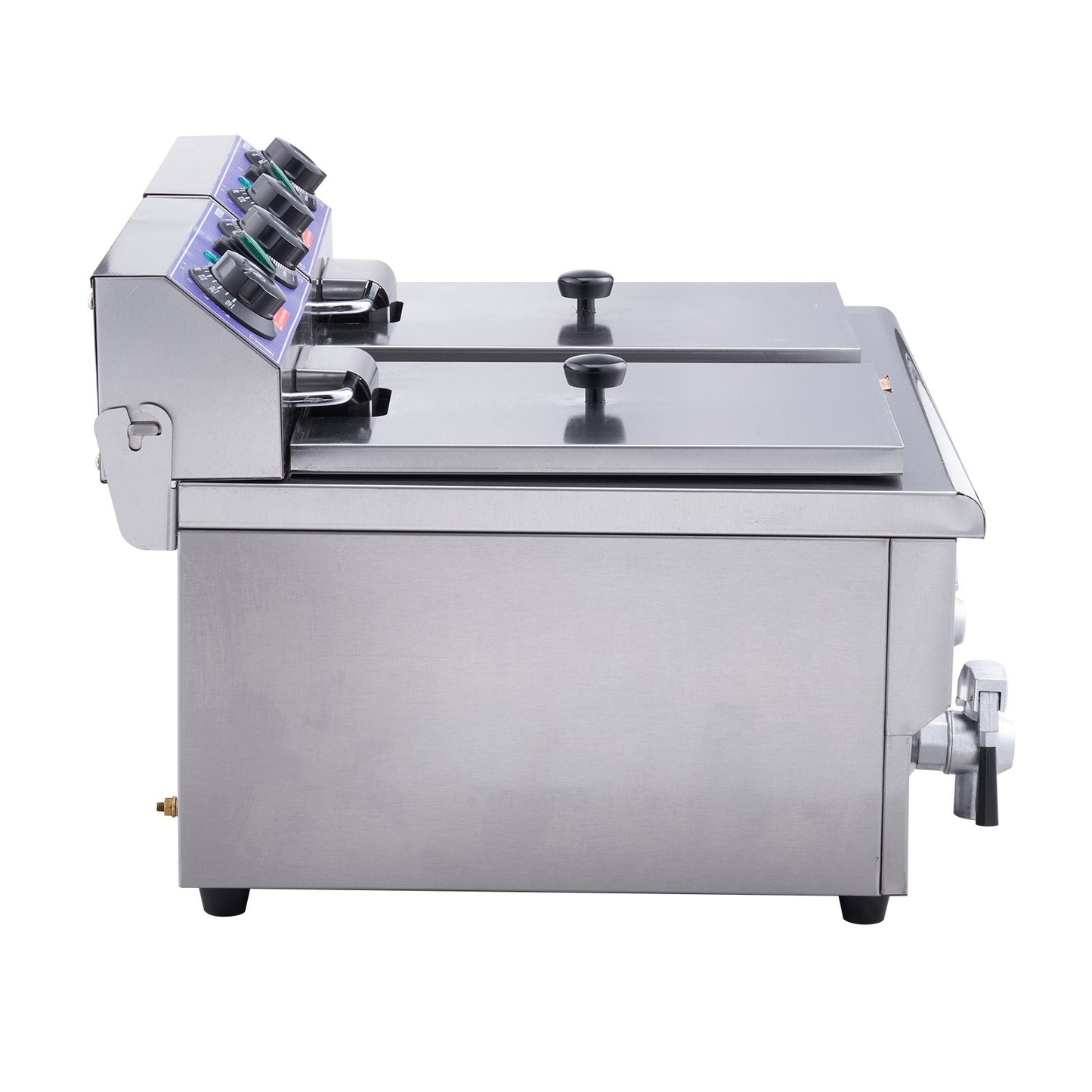 Commercial Electric Deep Fryer with Dual 10.6 Qt Tanks, Adjustable Temperature