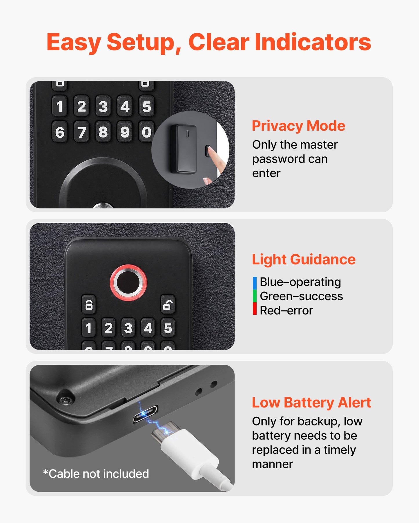 Keyless Fingerprint Door Lock with Auto Lock & Password Protection - Matte Black