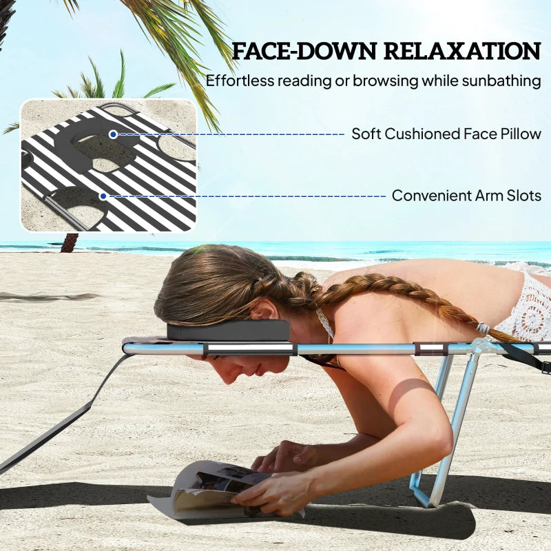 Tanning Chair With Face Hole, 5-Level Adjustable Outdoor Chaise