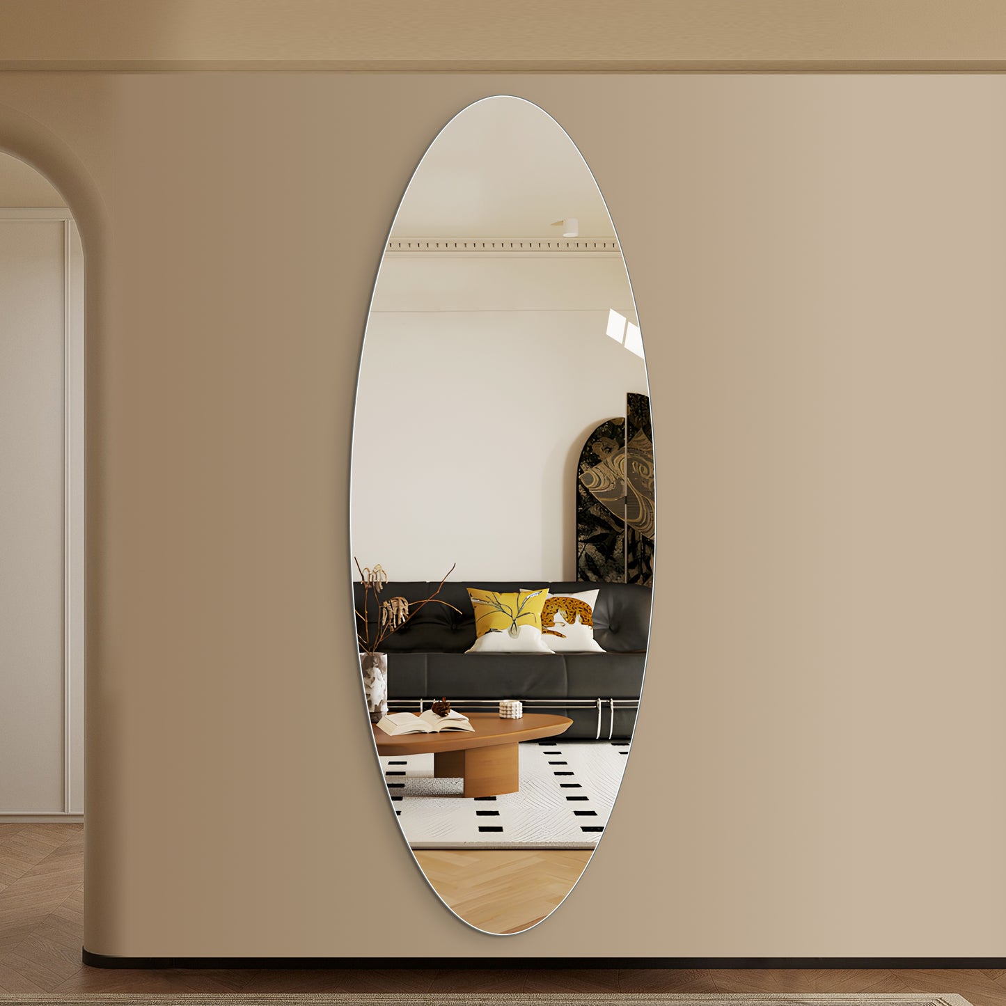 Modern Oval Full Length Wall Mirror - 63" x 24" Clear Glass