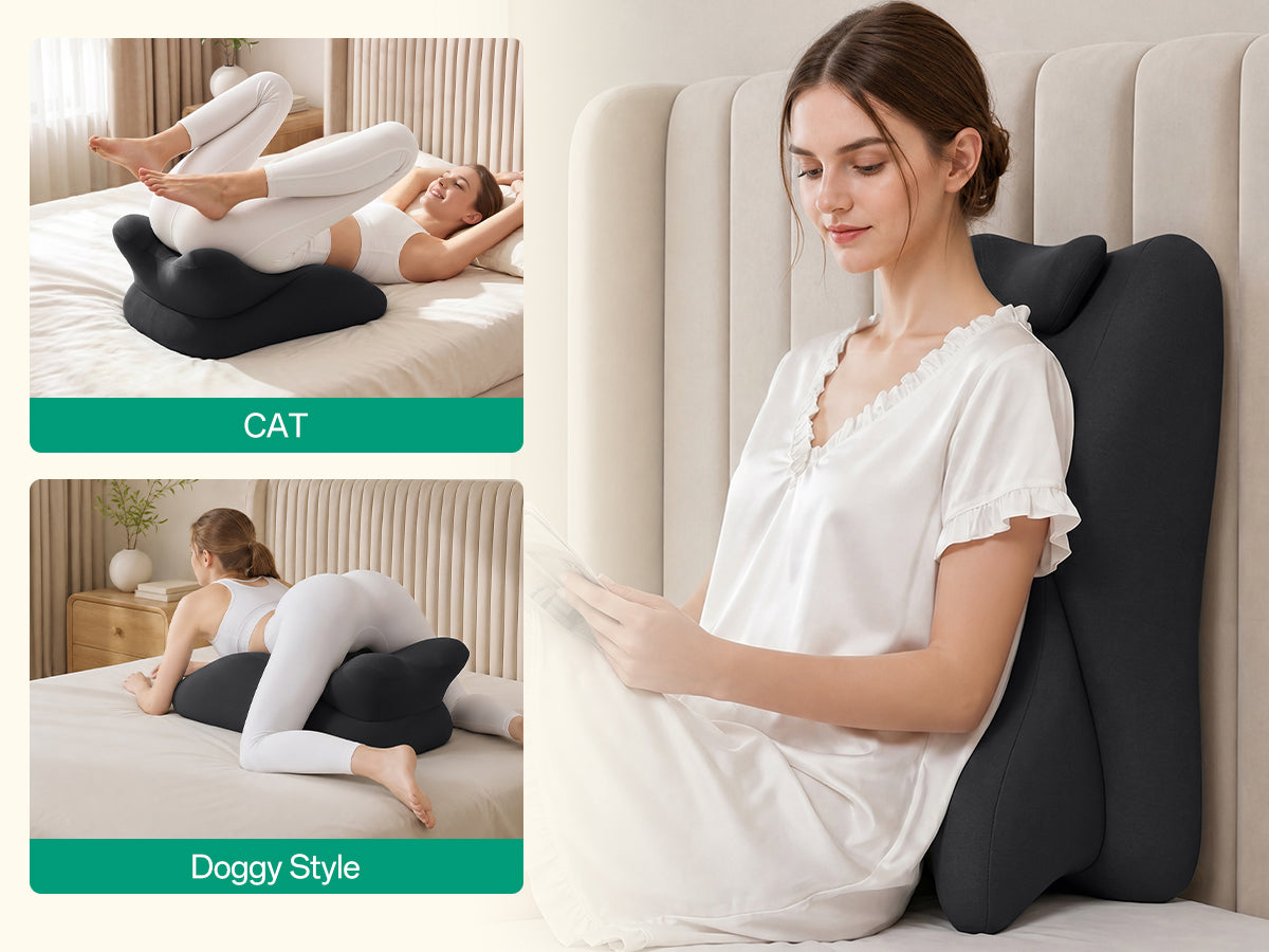 Ergonomic Memory Foam Support Pillow for Couples - Black