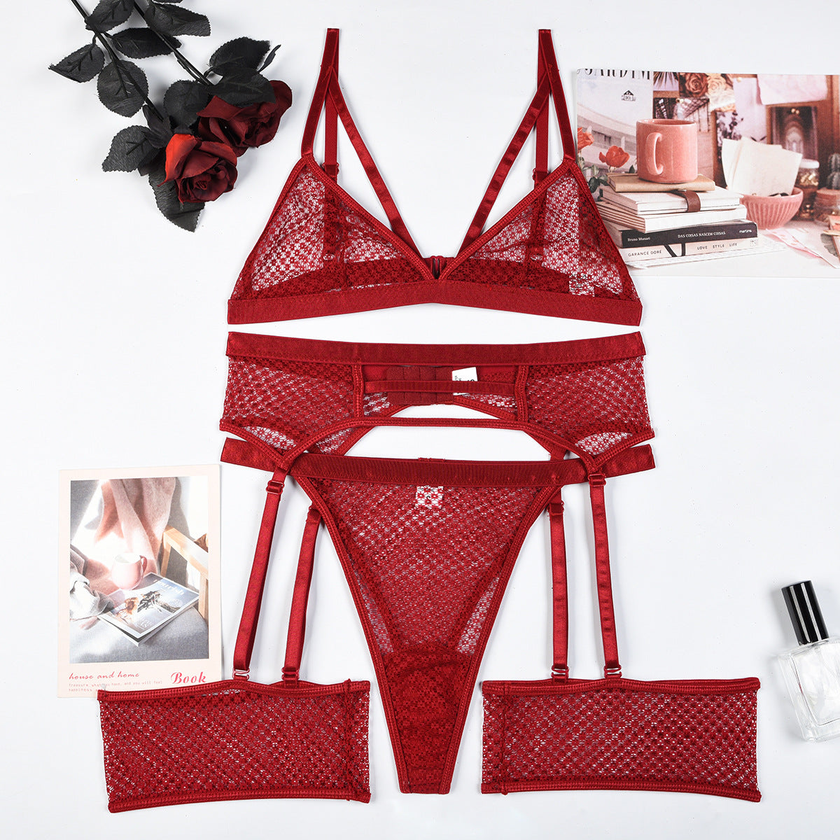 Comfortable Soft Lace Women's Three Piece Suit Sets - Home & Lounge Wear