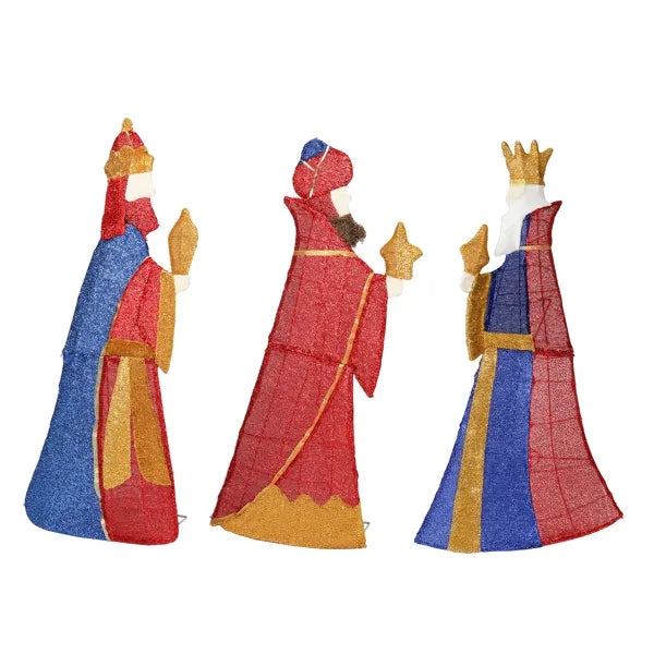 Lighted Three Kings Christmas Decorations Set - 80 LED Lights