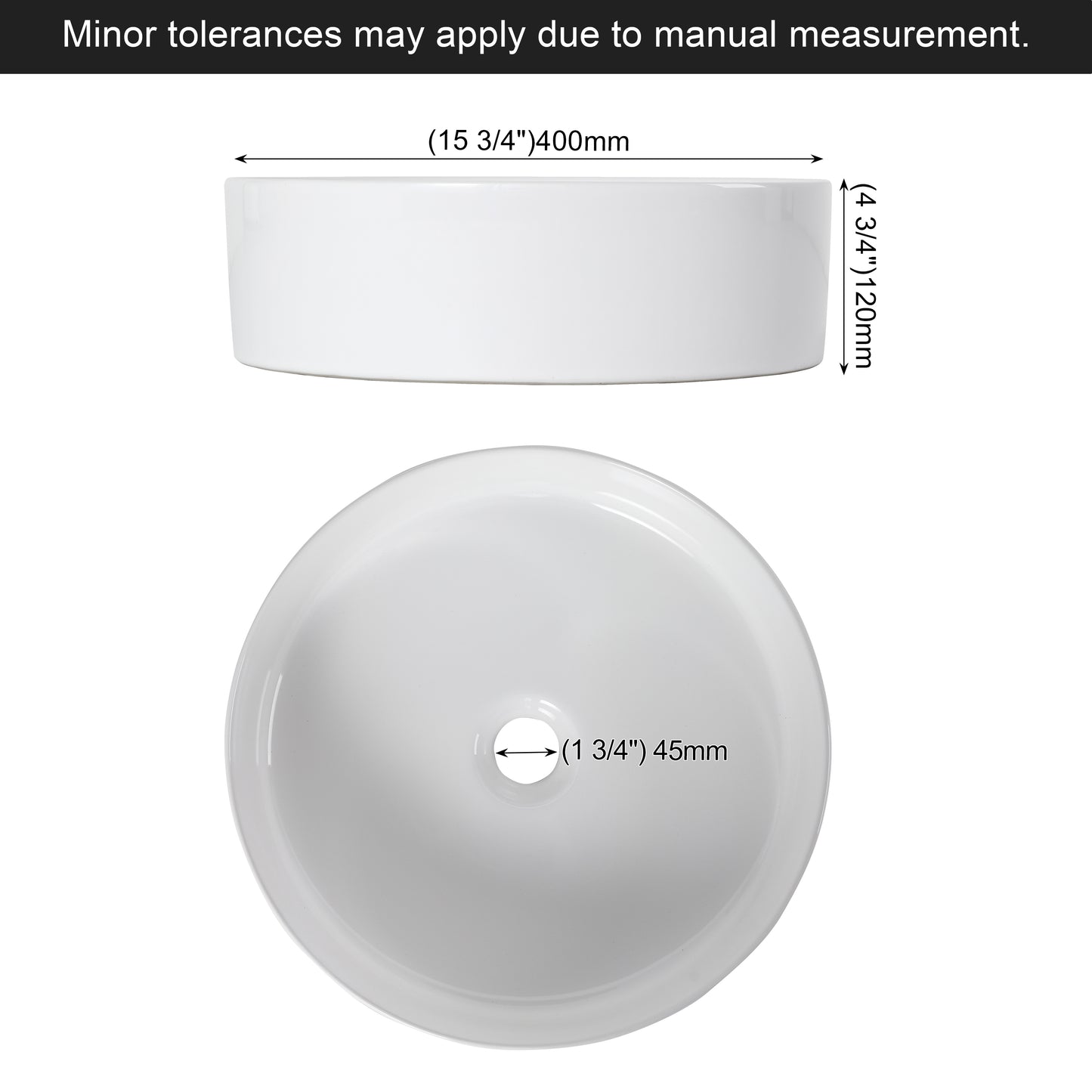 36" Floating Bathroom Vanity with White Round Vessel Sink