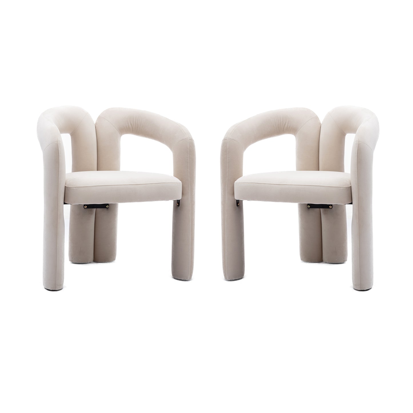 Beige Velvet Upholstered Accent Dining Chair - Set of 2