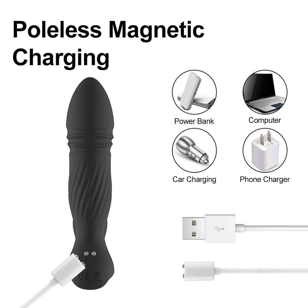 Thrusting Anal Vibrator with 10 Vibrating Modes - Black