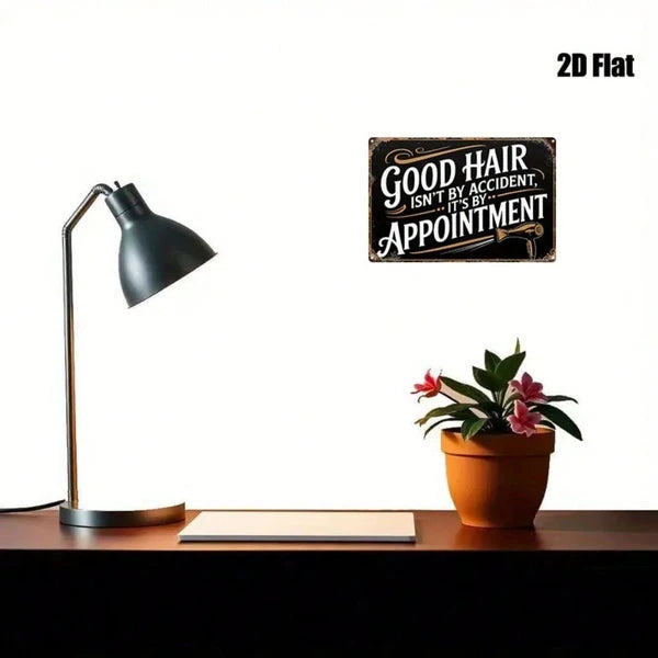 Vintage Barber Shop Sign - Good Hair Isn't By Accident Wall Art