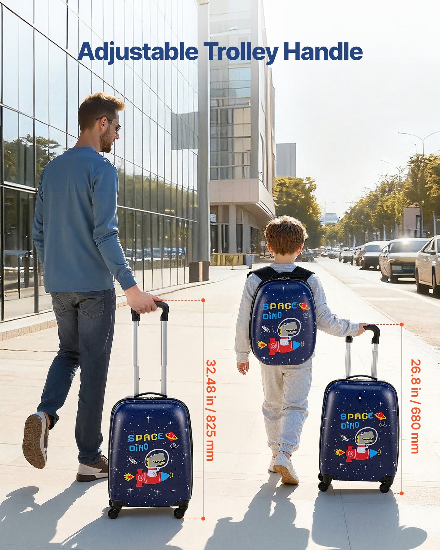 Kids Dinosaur Luggage Set - 18-Inch Hardside Carry-On Suitcase & Backpack, Airline Approved