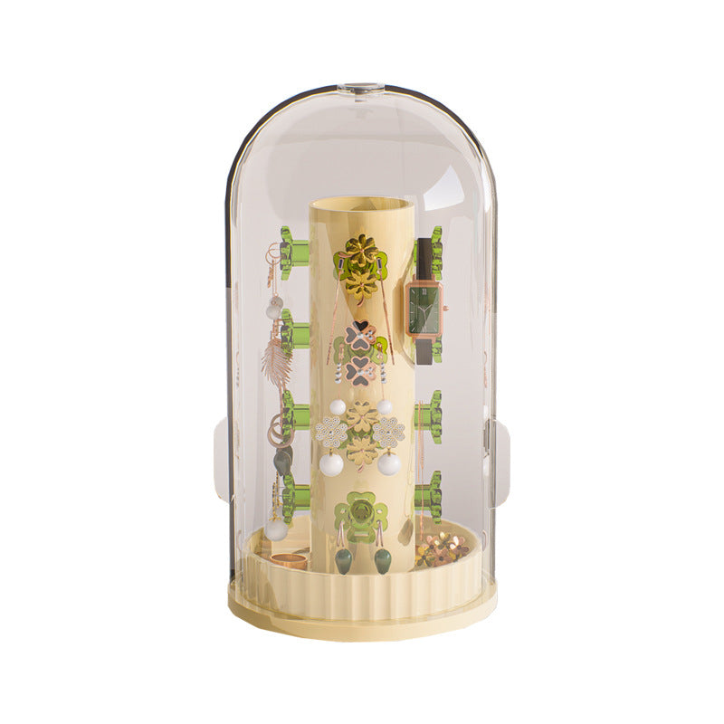 Large Capacity Jewelry Storage Box with Rotating Door - Clear or Colorful Variants