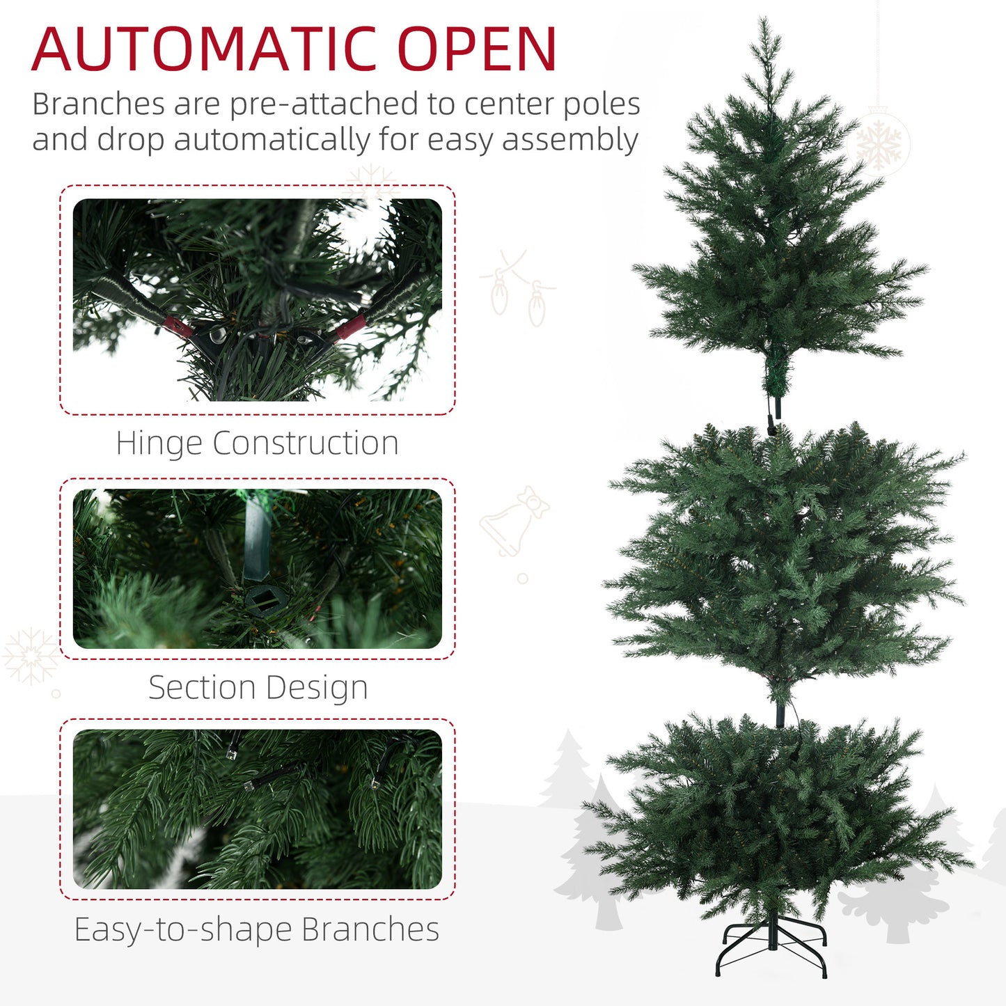6ft Prelit Artificial Christmas Tree with Warm White LED Lights