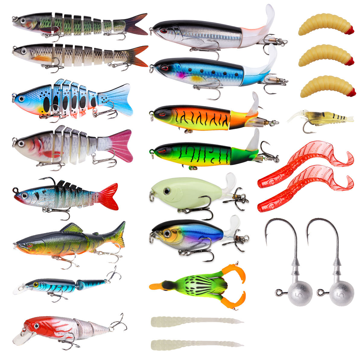 25-Piece Realistic Duck Bait Frog Set for Freshwater Fishing