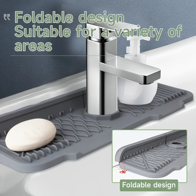 Non-Slip Silicone Self-Draining Kitchen Drain Board - Gray