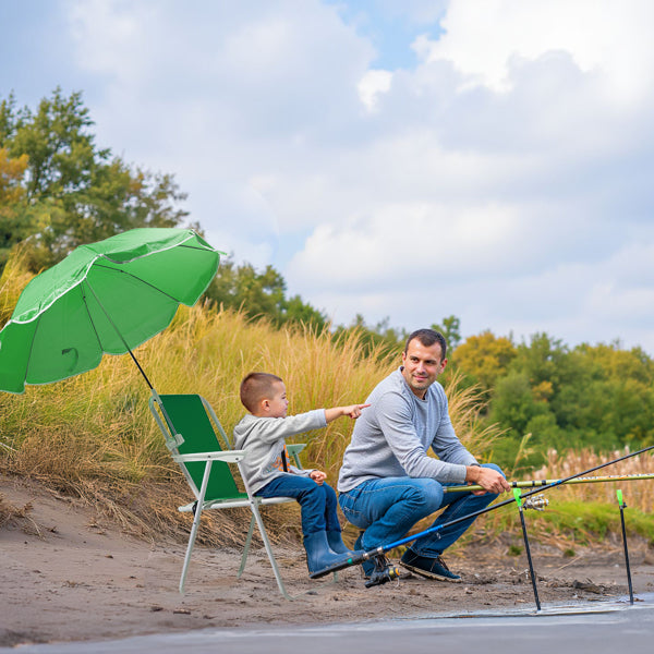 Folding Beach Chair with Umbrella - Lightweight & Portable, 265lbs Capacity, Green
