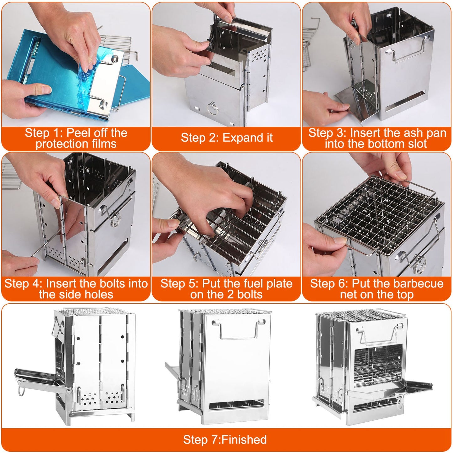 Portable Camping Stove - Folding Charcoal Cooker with Carry Bag