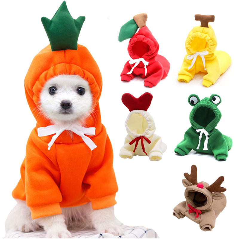Cute Fruit Dog Hoodie for Small Dogs Winter Warm Fleece Pet Sweater