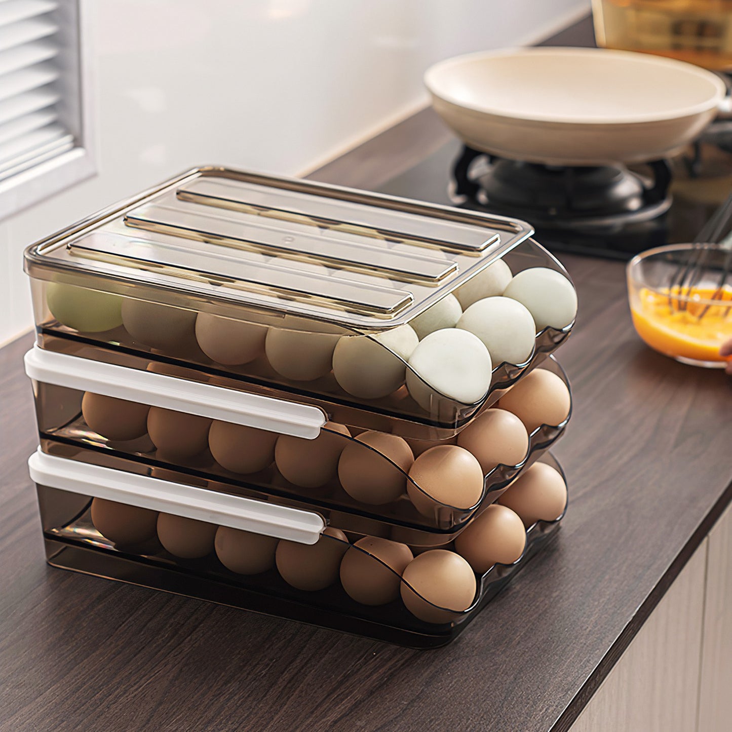 Egg Container Holder For Refrigerator Double Layer Storage Box With