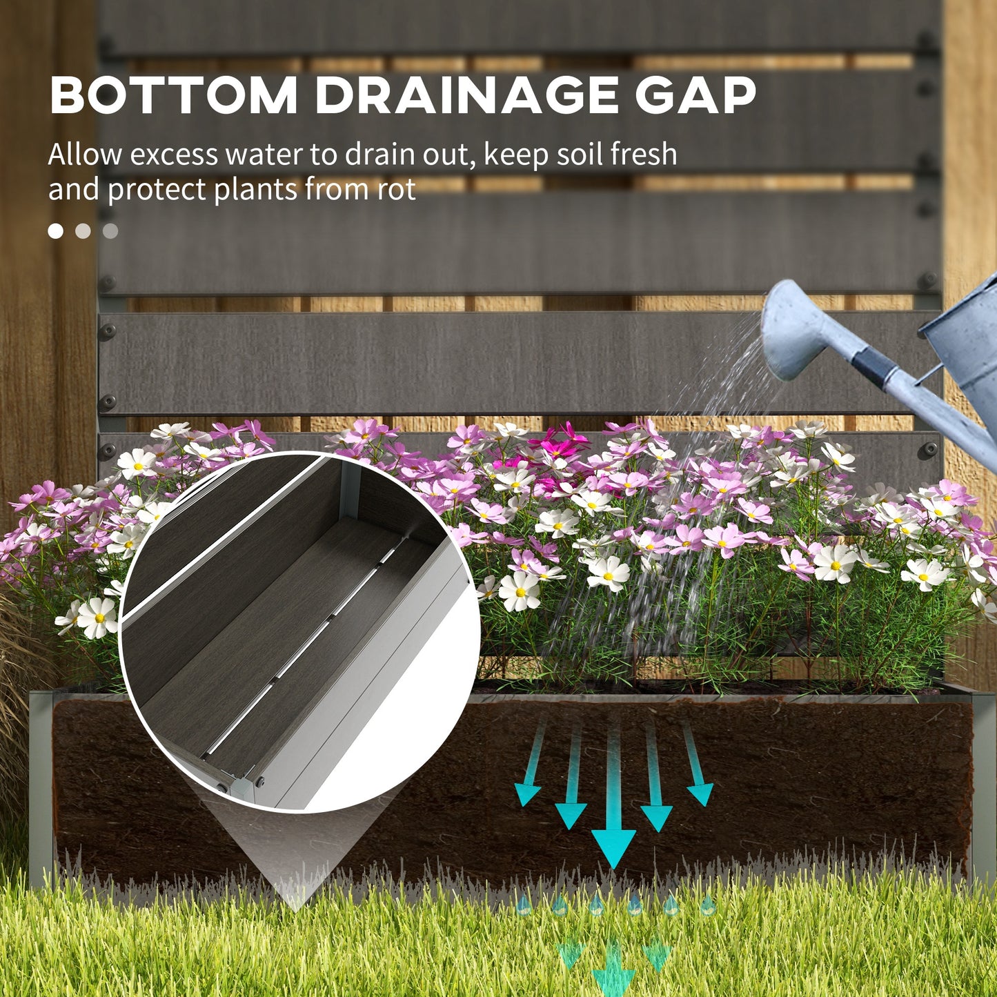 Raised Garden Bed with Trellis - Outdoor Climbing Plant Planter Box - Dark Gray 960x405x175 mm