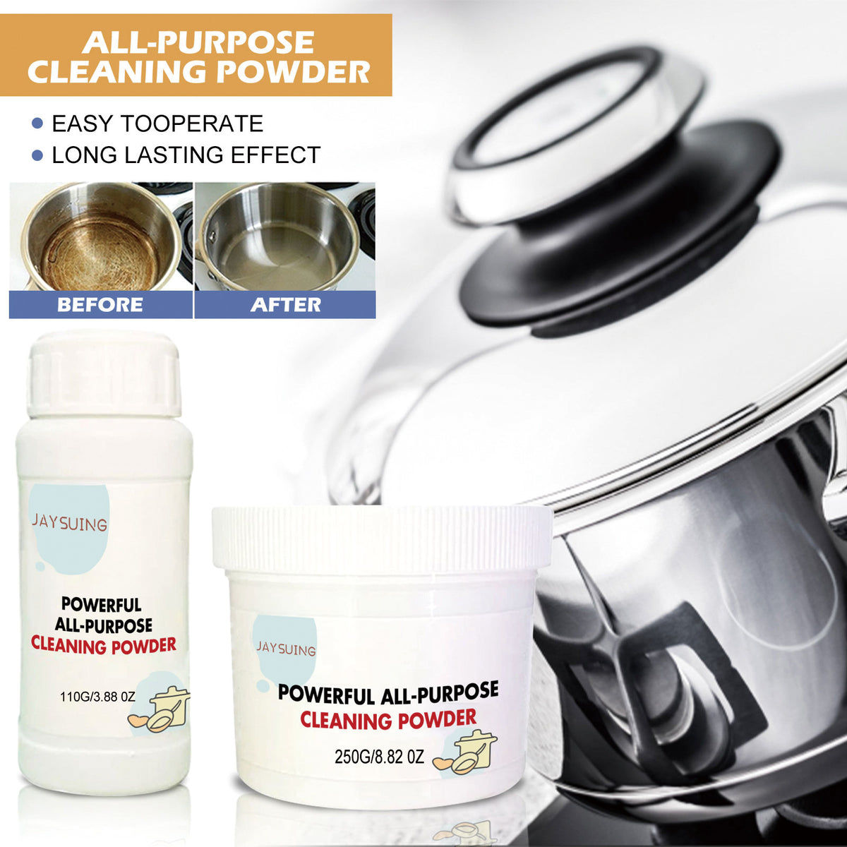 Multi-Purpose Kitchen Cleaning Powder for Heavy Oil & Rust Removal - 110g/250g