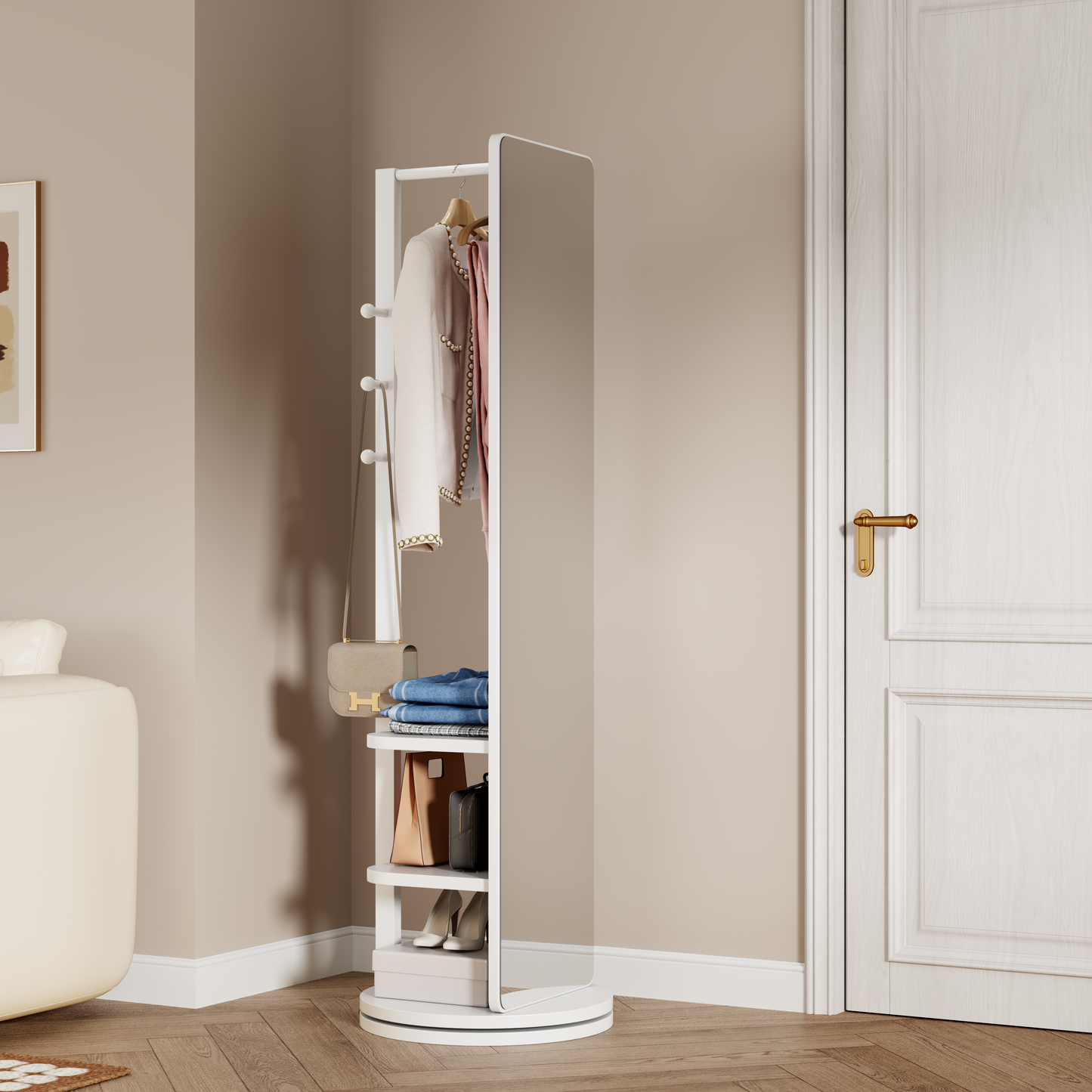 360 Rotating 69x20 Multifunctional Full Length Mirror With Hook