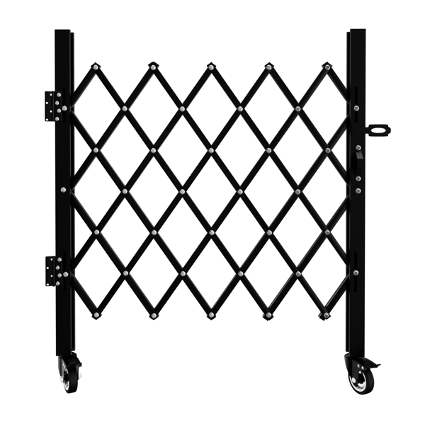 Foldable Security Gate with Swivel Casters - Portable Safety Barrier for Garage, Warehouse, Driveway, Pool Areas