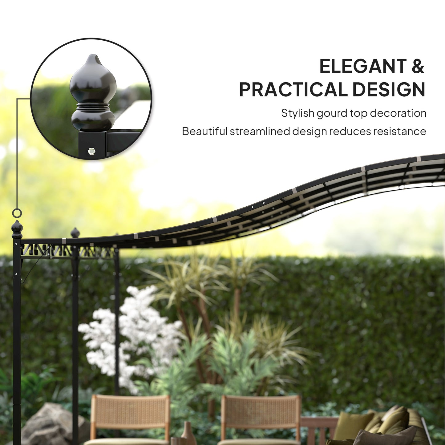 Outdoor Metal Pergola Canopy with Drainage Holes - Cream White
