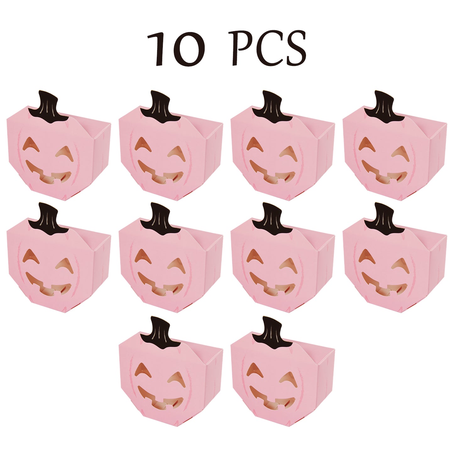 10 Pcs Halloween Pumpkin Gift Boxes - Pink Paper