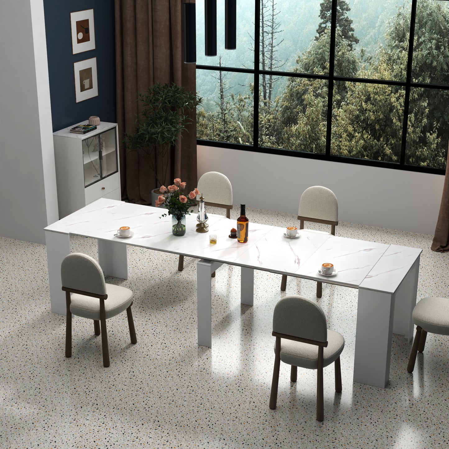 Extendable Console Table - White Line, Multifunctional Design