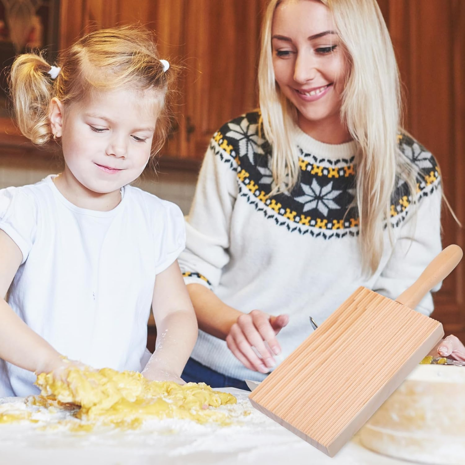 Wooden Gnocchi Board & Pasta Maker Set with Roller Paddle