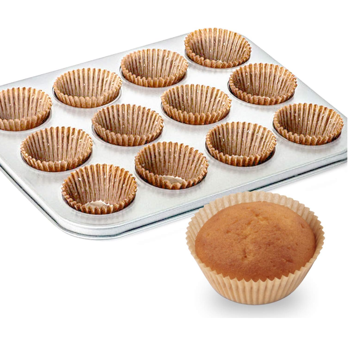 Standard Natural Cupcake Liners 500 Count, No Smell, Grease-Proof