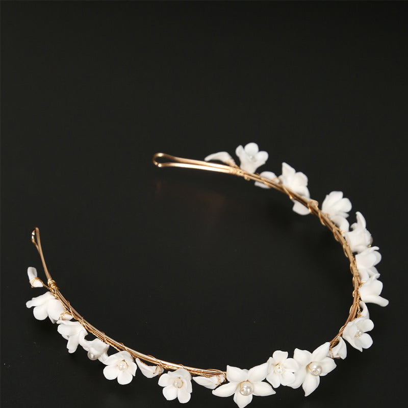 Ceramic Flower Hair Hoop - Gold