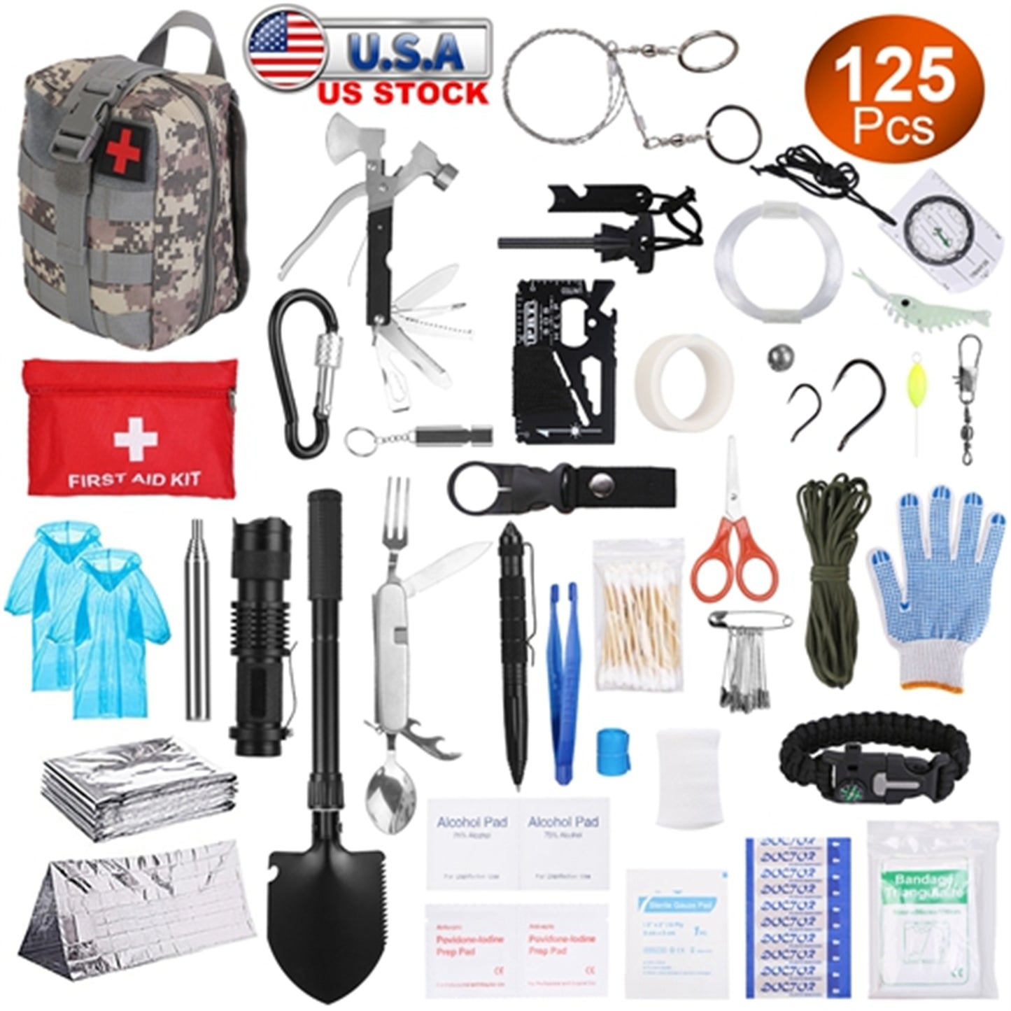 125-Piece Survival Kit for Camping, Hiking & Emergencies
