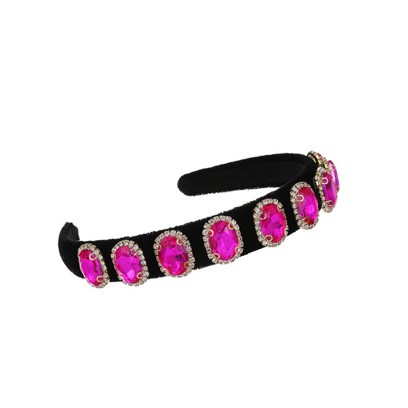 Women’s Fabric Diamond Round Headband with Chain Clip - Stylish Hair Accessory
