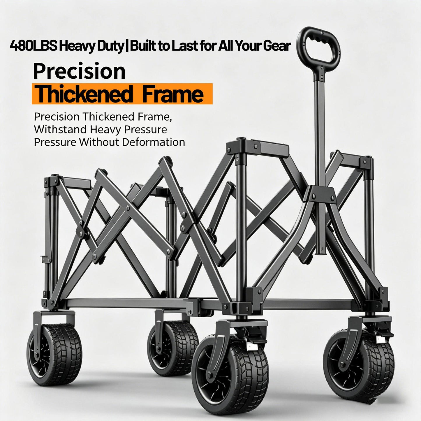Foldable Camping Cart with Removable Tabletop & All-Terrain Wheels