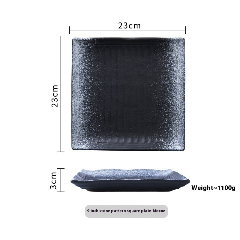 Ceramic Sushi Plate - 9-Inch Square Porcelain Tableware for Kitchen & Dining