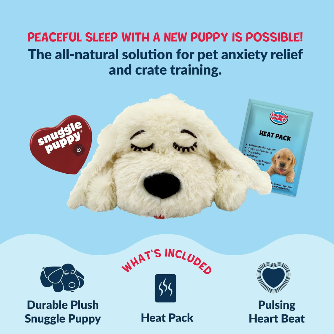 Heartbeat Dog Toy for Puppies with Heat Pack & Real Feel Heartbeat - Calming Sleep Aid & Crate Training Comfort