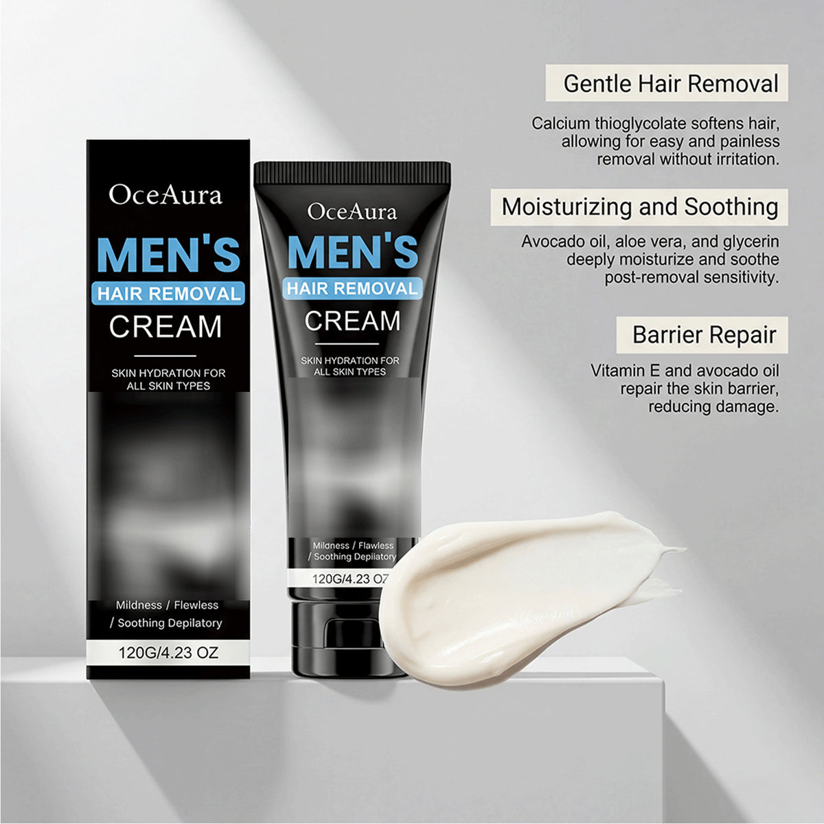 Men's Hair Removal Cream 120G - Gentle Depilating Skin Care