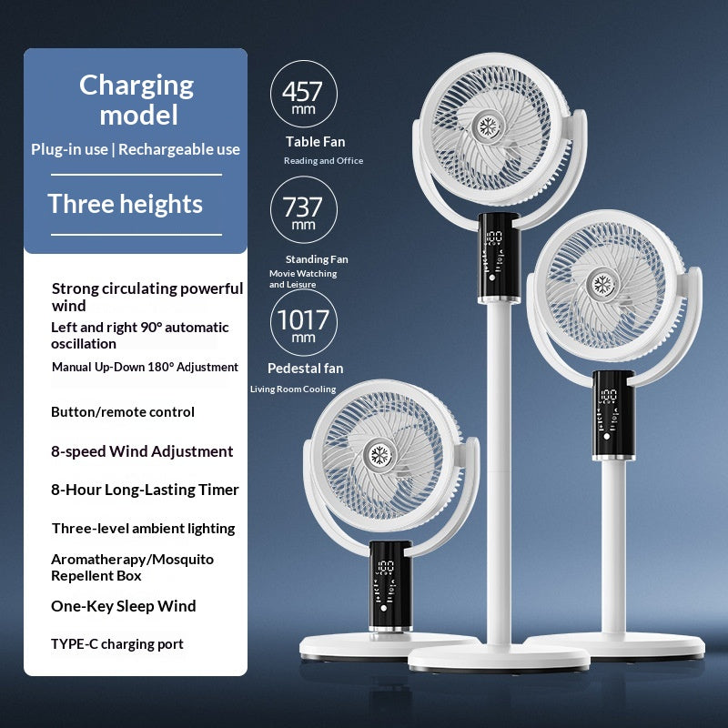 Rechargeable Desktop Floor Fan with Oscillation and Remote Control