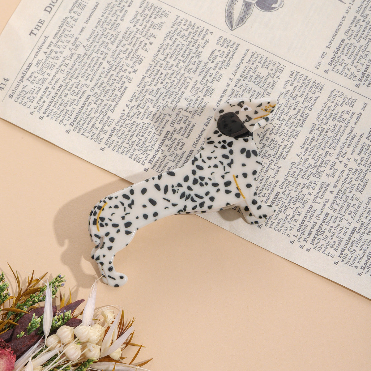 Dachshund Acrylic Hair Clip - Puppy Hair Accessory, Spotted & Leopard Dog Styles