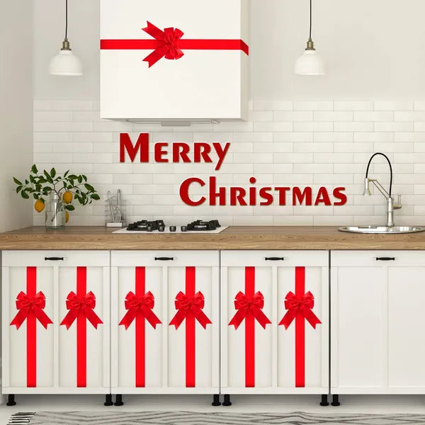 Large Red Christmas Ribbons & Bows - 8 Pcs for Decor
