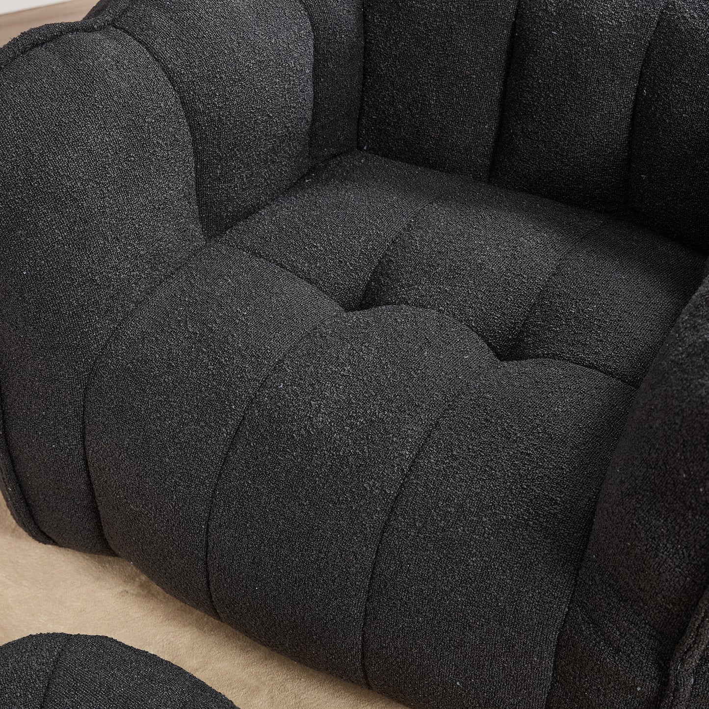 Soft Black Bean Bag Chair with High Resilient Foam for Adults