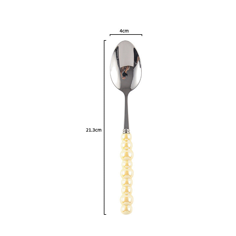 Ceramic Pearl Handle Cutlery Set - Spoon Fork Knife Household Dinnerware