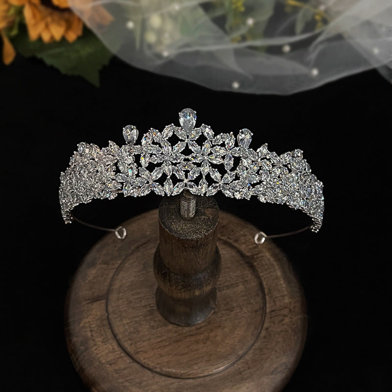 Bridal Crown Tiara with Crystal - Gold