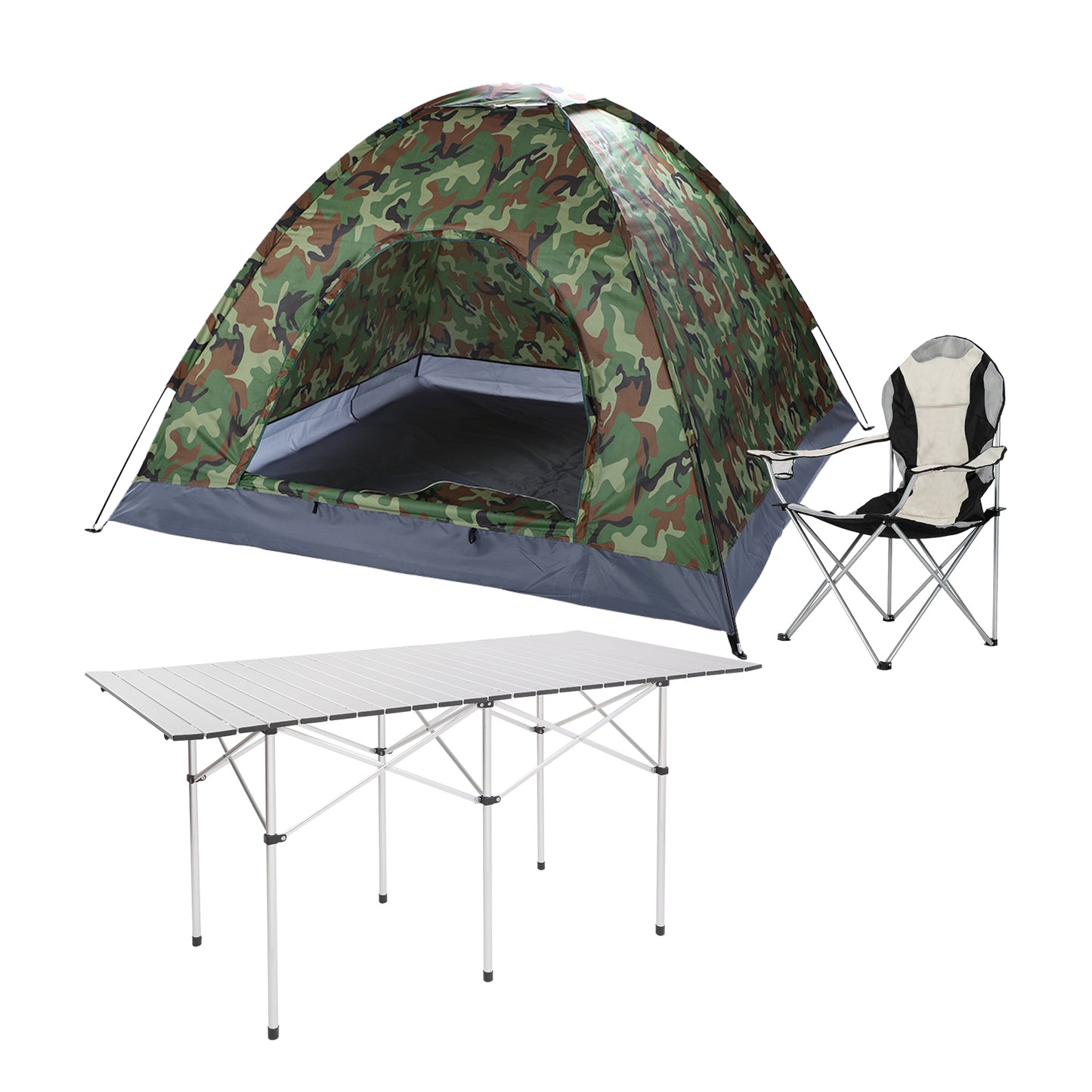 Medium Camping Chair - Grey Iron Frame, Off-White Fabric