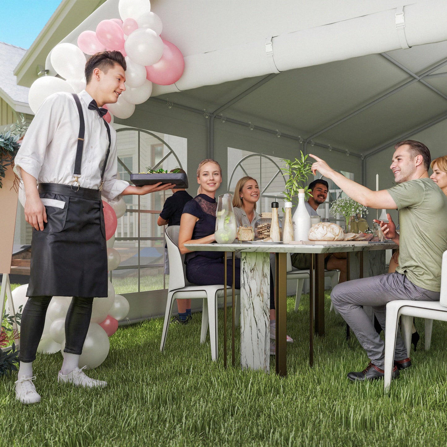 20' x 40' Heavy Duty Outdoor Party Tent - White Canopy with Sidewalls