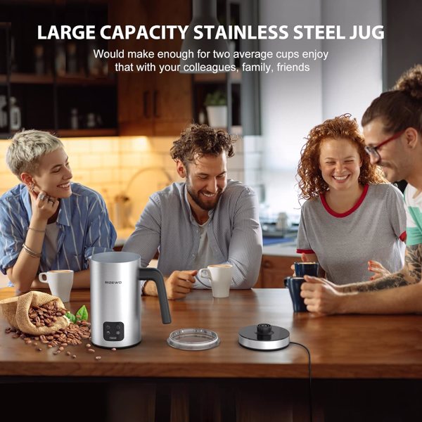 Electric Milk Frother with 4 Functions - Silvery